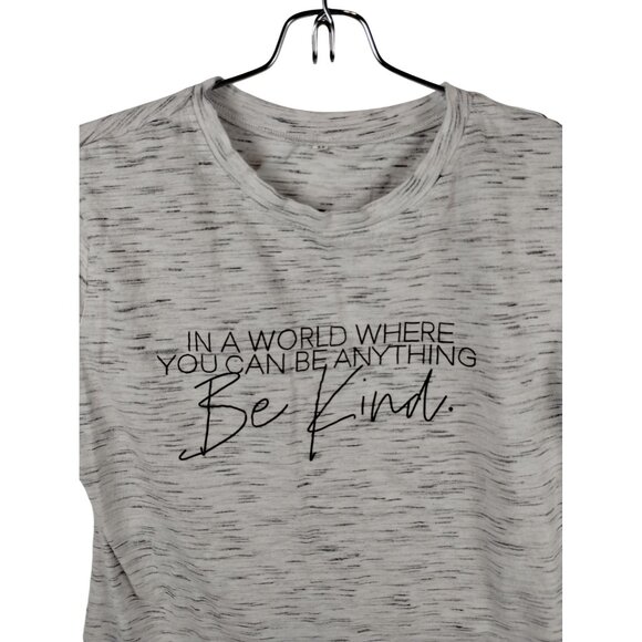 Junior Misses Medium Graphic Tee With "Be Kind" Quote In Heathered White - Picture 6 of 7